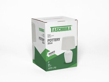 Abajur de Ceramica Pottery 32cm. 1xE27 Branco - Taschibra