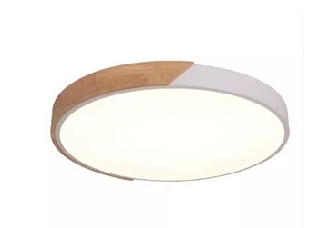 PLafon Wood  54W 3000K. Ø40X5CM. Madeira/Branco - Skylight