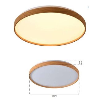 Plafon Edge  36W 3000K. Ø50X5,5CM. Madeira / Branco - Sky Light