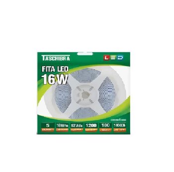 Fita Led rolo 5 metros IP20 4000K. 16W/M. 180led. 12V - Taschibra.