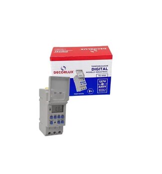 Timer Temporizador Digital DIN 20 Programações 16A. Bivolt Branco - Decorlux