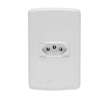 Conjunto Tomada 10a 220v 2 Polos  + Terra Com Placa 4x2 (A7B10001214905 )Branco - Duale Up