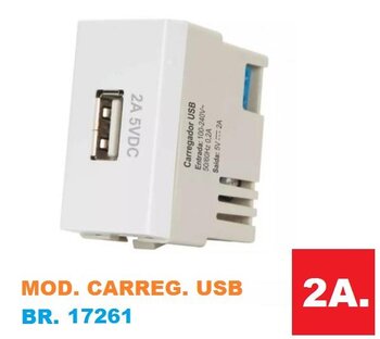 Módulo Carregador USB 2A Sleek Branco (17261) - MarGirius