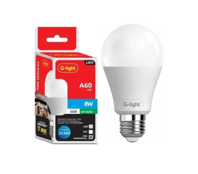 Lâmpada LED A60 6500K 24V 8W - G-light - G-LIGHT. - Ilumisul - Materiais  elétricos e iluminação