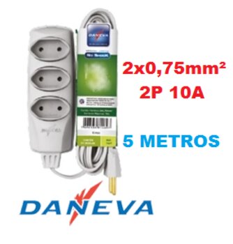 Extensão Preta 5 Metros 10A 250V 2P. DN1466 - Daneva