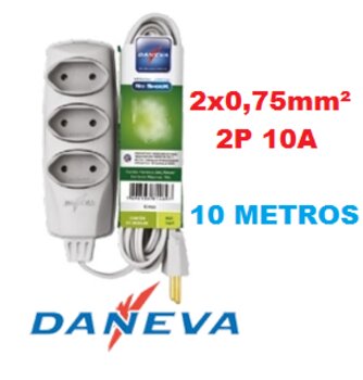 Extensão Preta 10 Metros 10A 250V 2P. DN1467 - Daneva