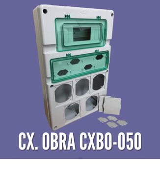 Caixa Obra CXBO050 para 08 Disjuntores, 05 Tomadas Industriais Embutir e com 04 tomadas NBR 3 pinos 20A - HJ