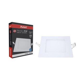 Painel de Embutir LED POP Quadrado Branco (6500K - Branco Frio) 12cm x 12cm Bivolt 6W - Avant