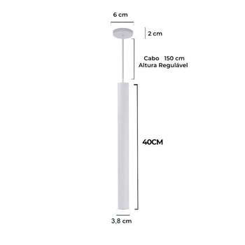 Pendente tubo para 1 mini dicróica (MR11). 40cm. Branco texturizado - Antony