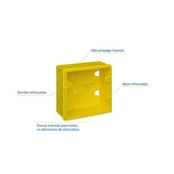 Caixa de Luz de Embutir 4x4 Quadrada Amarela - Fortlev