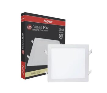 Painel de Embutir LED POP Quadrado Branco (4000K - Netro) 30cm x 30cm Bivolt 24W - Avant