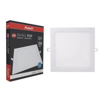 Painel Spot POP LED Quadrado Embutir Branco (6500K - Branco Frio) 22cm x 22cm Bivolt 18W - Avant