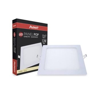 Painel de Embutir LED POP Quadrado Branco (4000K - Neutro) 17cm x 17cm Bivolt 12W - Avant