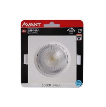 Spot Supimpa LED Quadrado Embutir Branco (6500K - Branco Frio) 9cm x 9cm Bivolt 5W - Avant