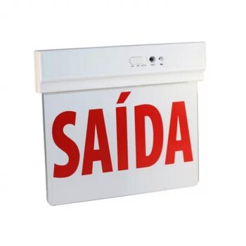 Placa Saida emergência Rota de Fuga Simples Face Bivolt {PPS.B-2622} Branca - Luxpryme